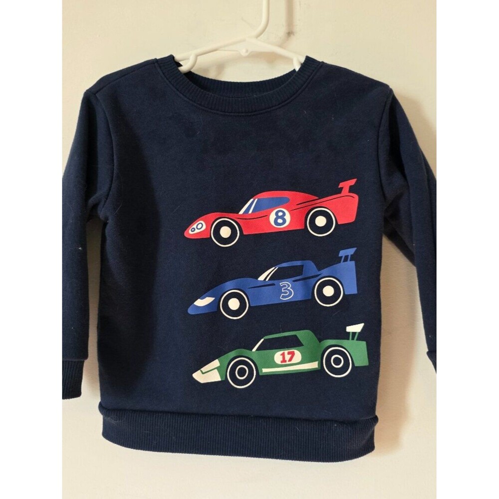 Garanimals Boys 2T Navy Race Car Sweatshirt Pullover Fleece Toddler